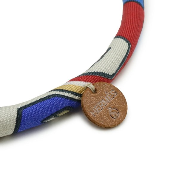 HERMES Petite H Bride de Soie Choker Necklace Bracelet 100% Silk Multicolor